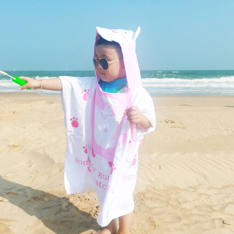 Cartoon Cotton Towel  Hooded Can Wear Bath Towel
