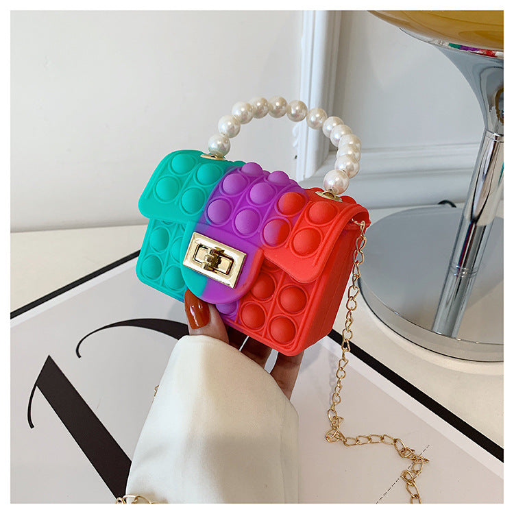 Pearl  Mini Chain Silicone Diagonal Bag