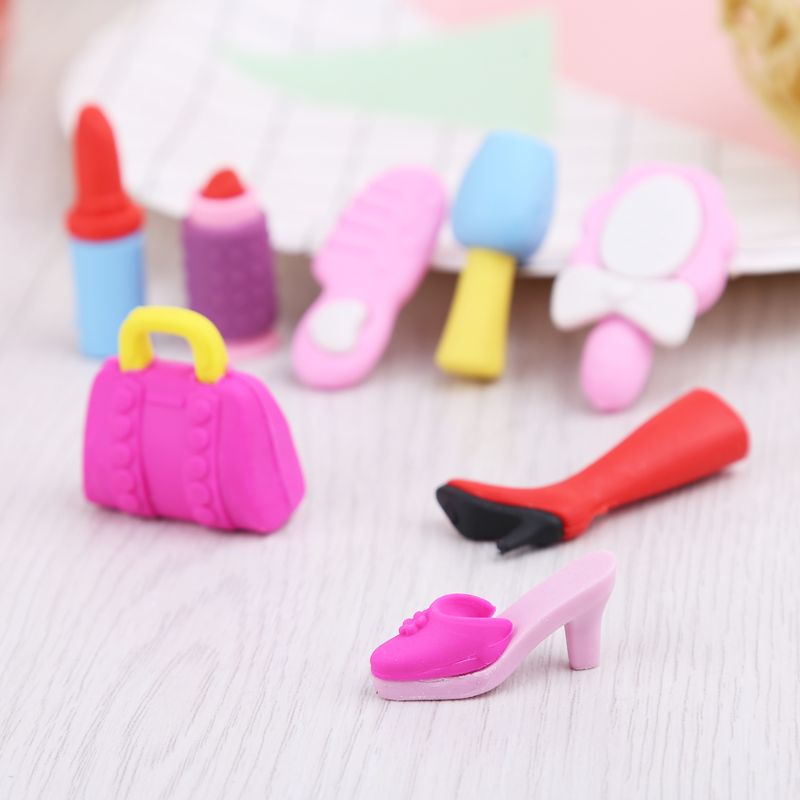 8pcs Girl Cosmetics Pencil Heart Eraser