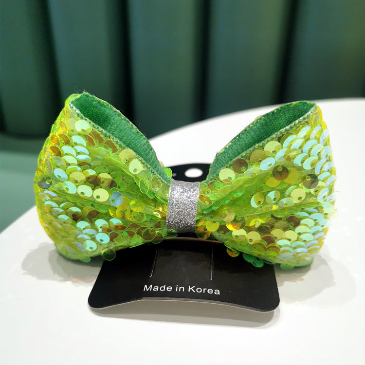 Sequins Three-Dimensional Bow Edge Clip Hairpin