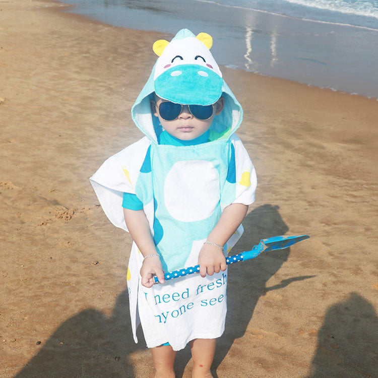 Cartoon Cotton Towel  Hooded Can Wear Bath Towel