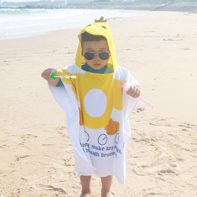 Cartoon Cotton Towel  Hooded Can Wear Bath Towel