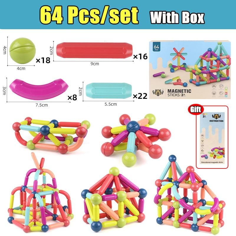 25-64Pcs Big Size Magnetic  Building Blocks
