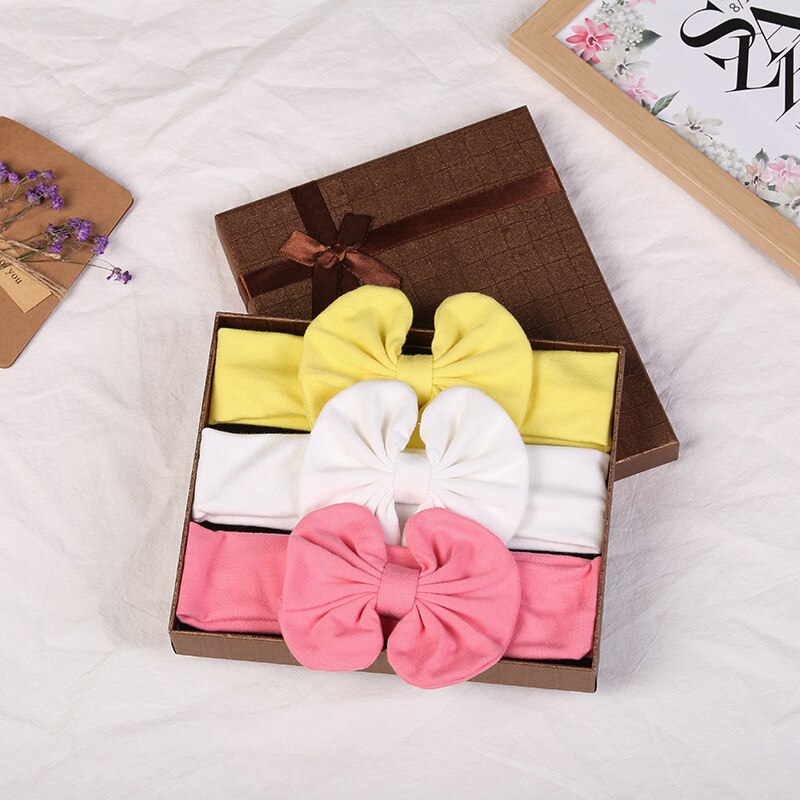 3 Pcs/Set Printed Baby Elastic Bows  Headband