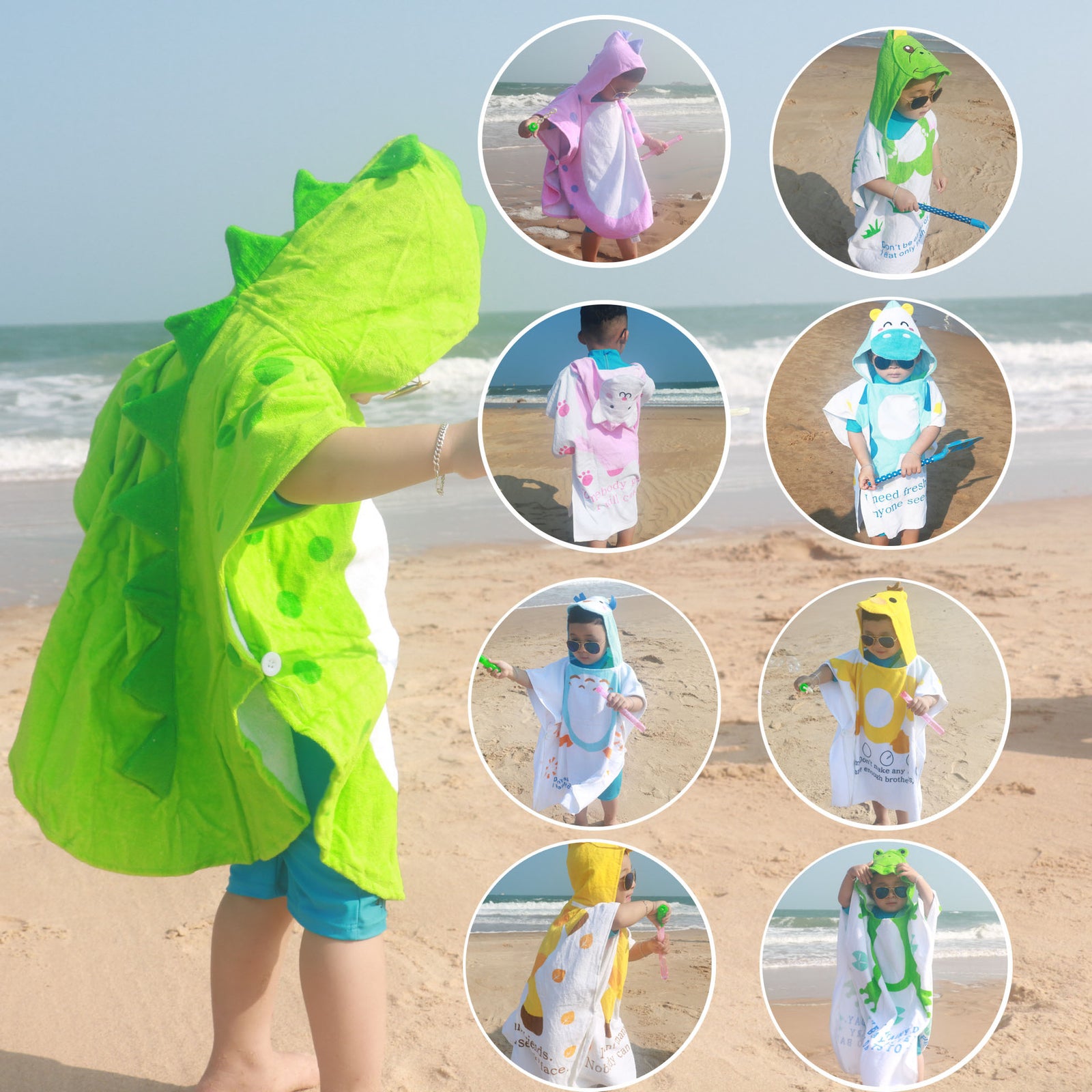 Cartoon Cotton Towel  Hooded Can Wear Bath Towel