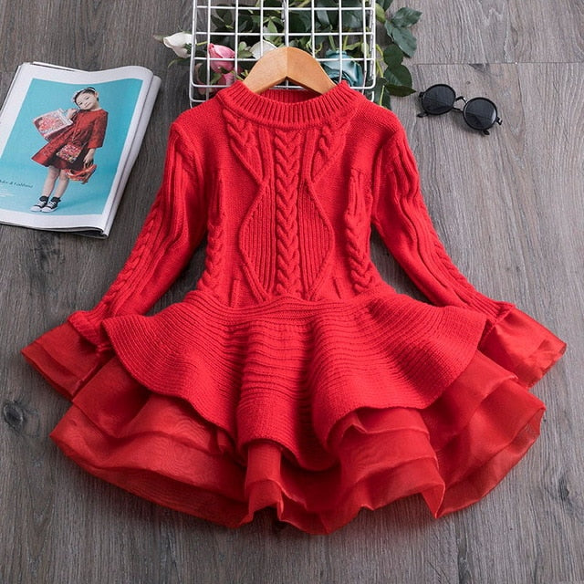 Knitted Chiffon Girl Dress