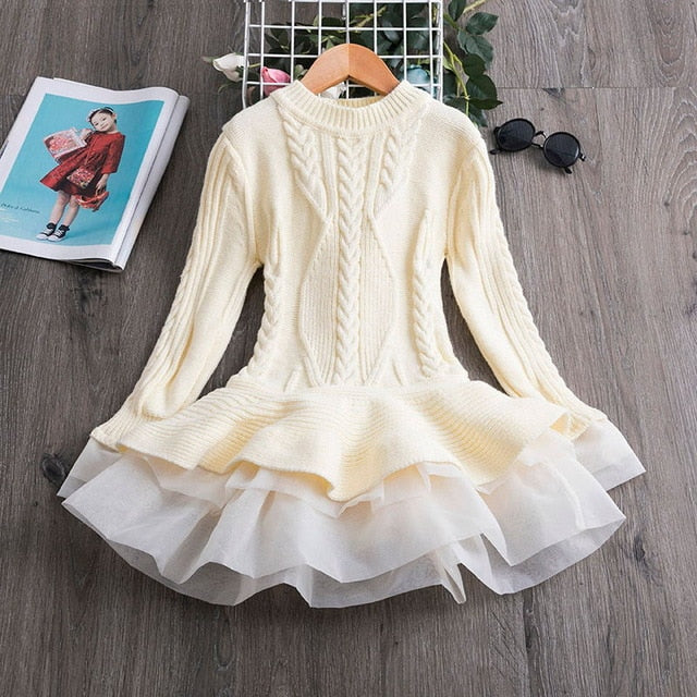 Knitted Chiffon Girl Dress