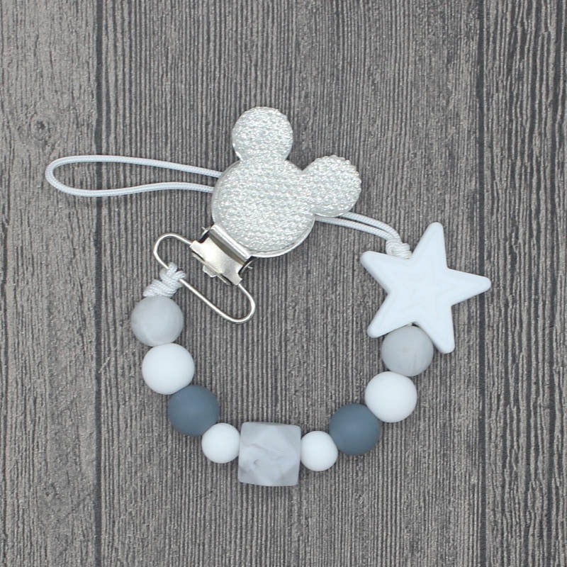 Silicone Round Beads and Star Beads Pacifier Clip Chain