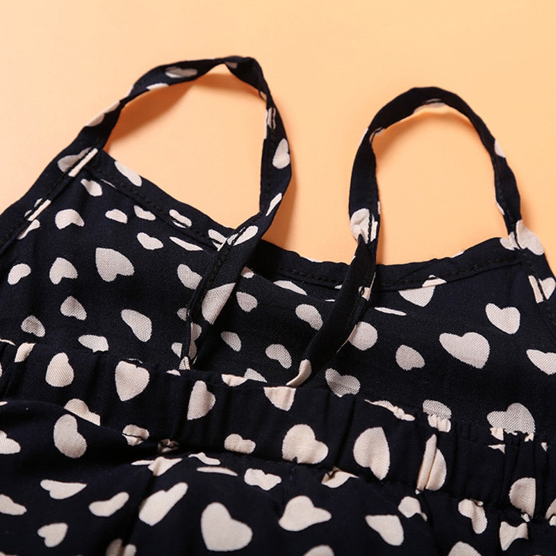 Summer  Sleeveless Polka Dot Strap Girls Jumpsuit