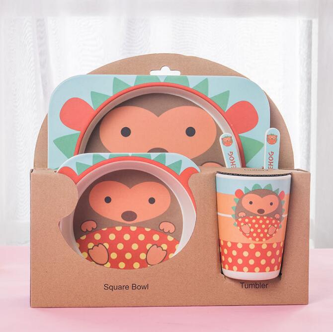 5pcs/set Children Baby Bamboo Fiber Tableware