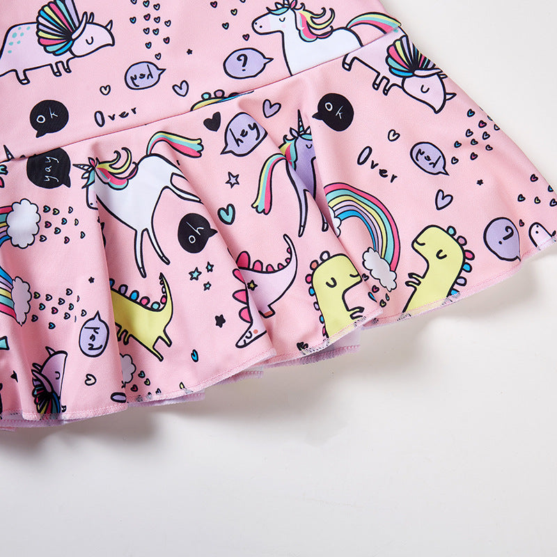 Children's Swimsuit One-Piece Princess Half Shoulder Skirt