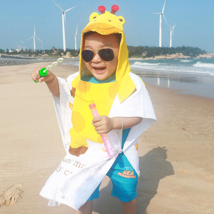 Cartoon Cotton Towel  Hooded Can Wear Bath Towel