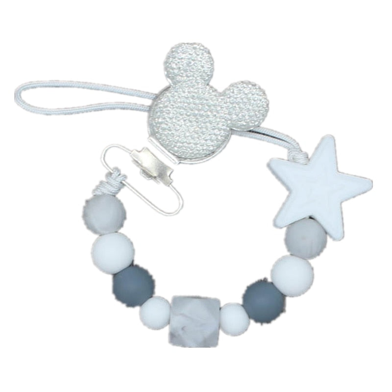Silicone Round Beads and Star Beads Pacifier Clip Chain
