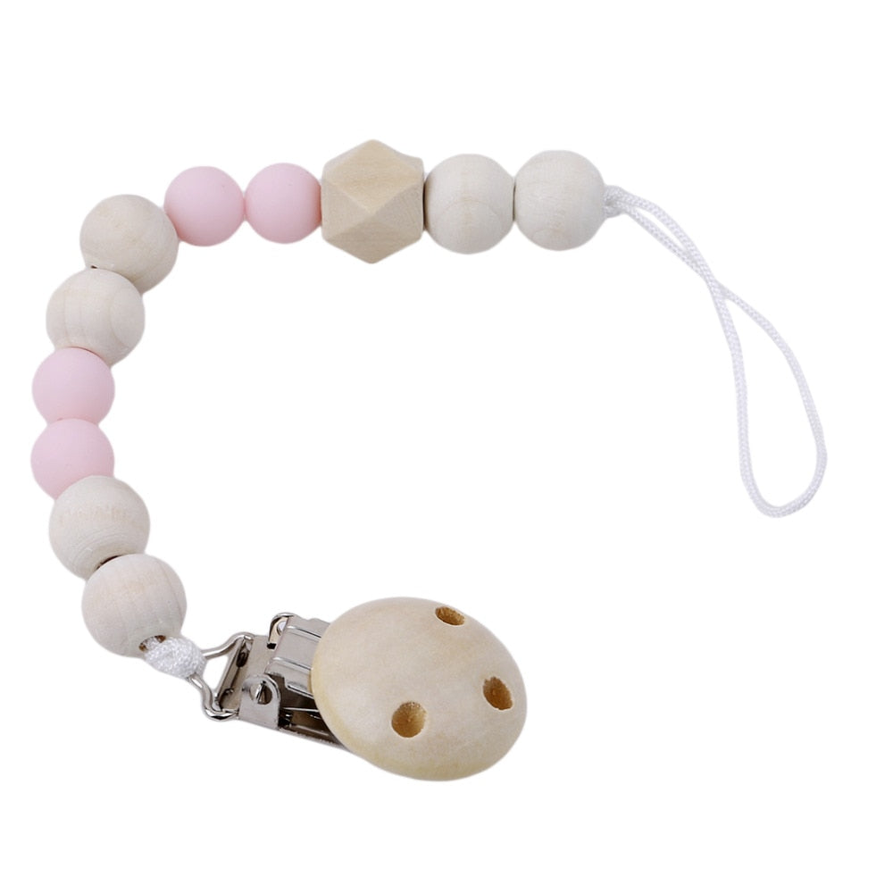 1 Pcs Wooden  Gift Pacifier Clip Chain Holder