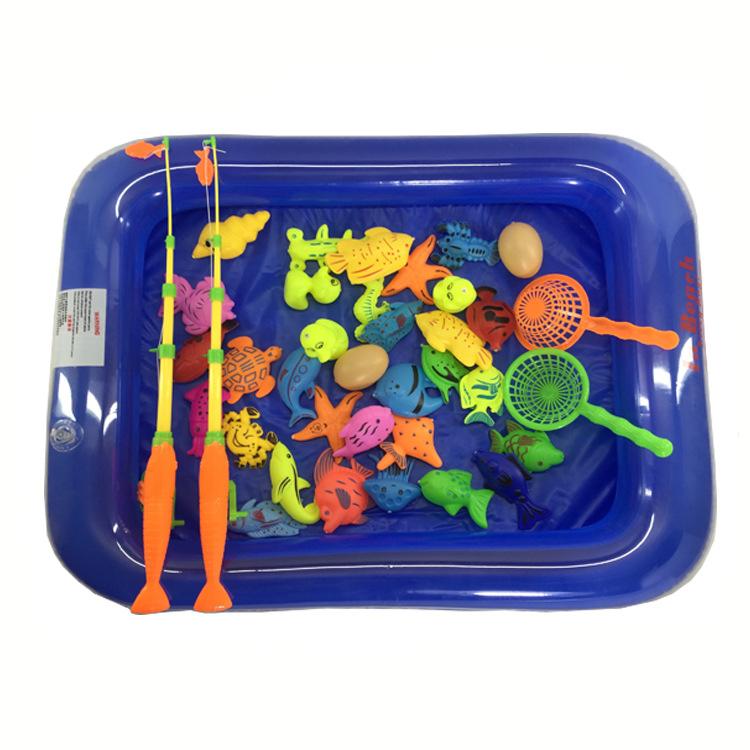 40pcs/lot With Inflatable pool Magnetic Fishing Toy Set