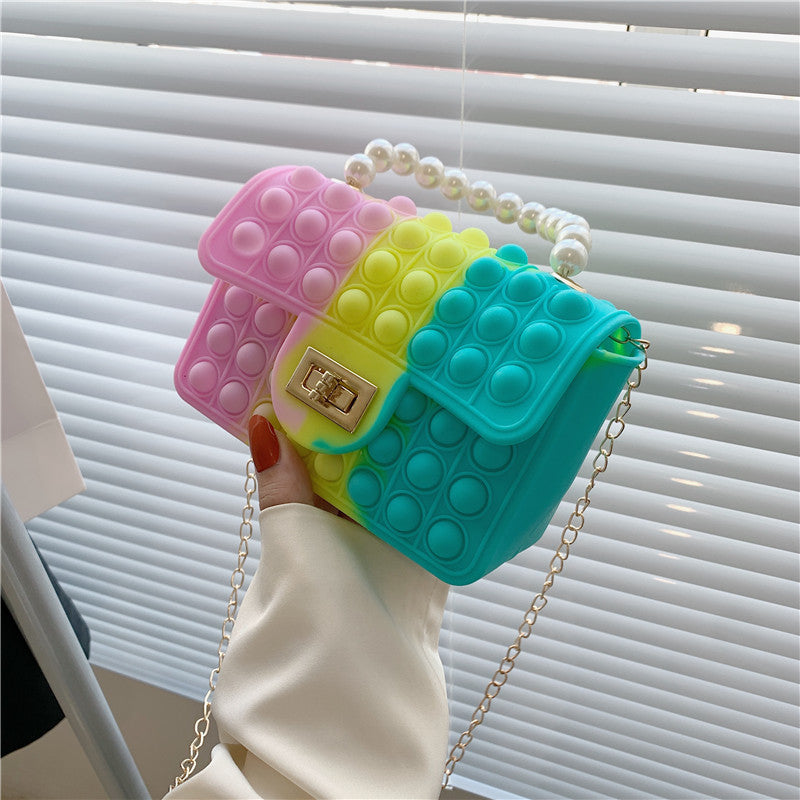 Pearl  Mini Chain Silicone Diagonal Bag