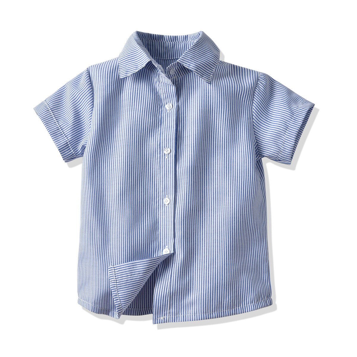 Boy's Gentleman Suit  Short-Sleeved Striped Shirt Bow Tie
