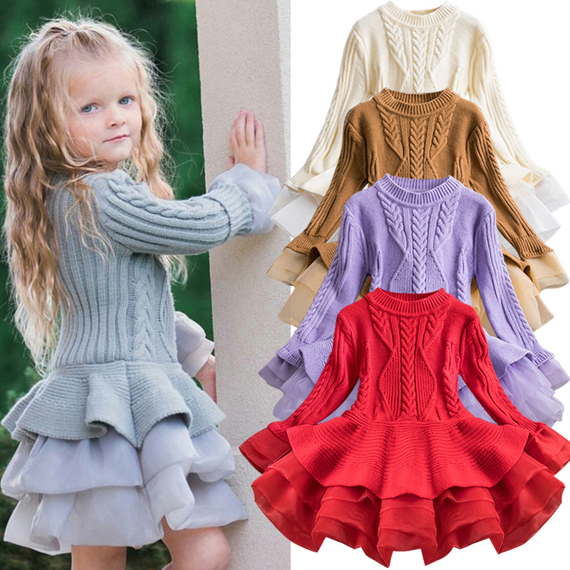 Knitted Chiffon Girl Dress