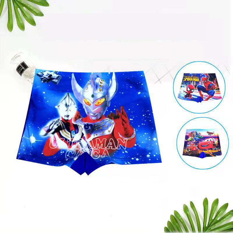 Cartoon Spider Man Swimming Trunks Lace-Up Pants