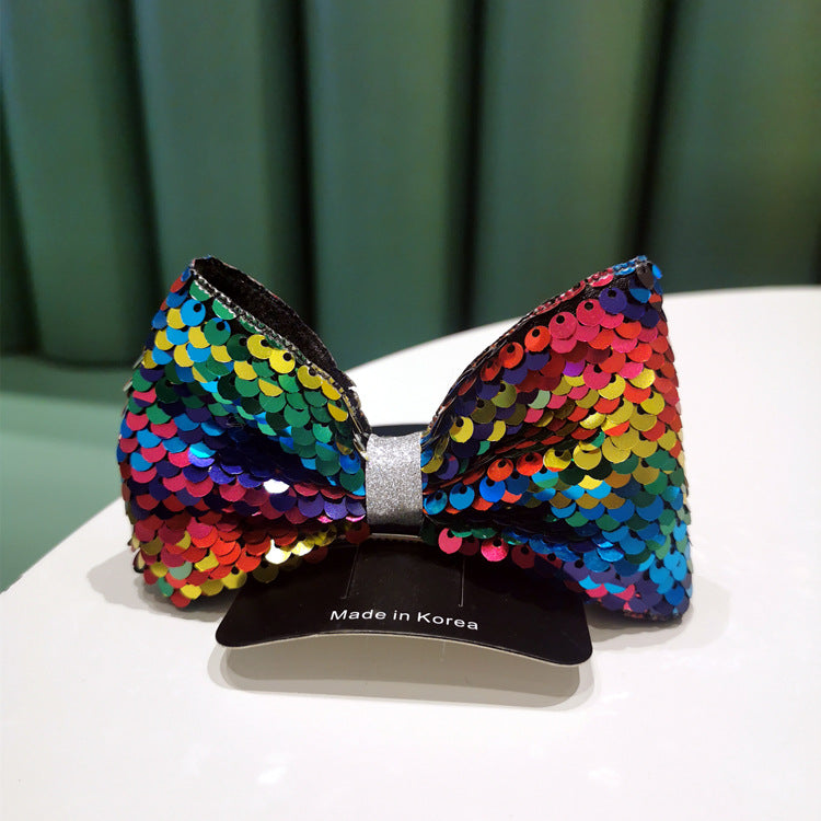 Sequins Three-Dimensional Bow Edge Clip Hairpin