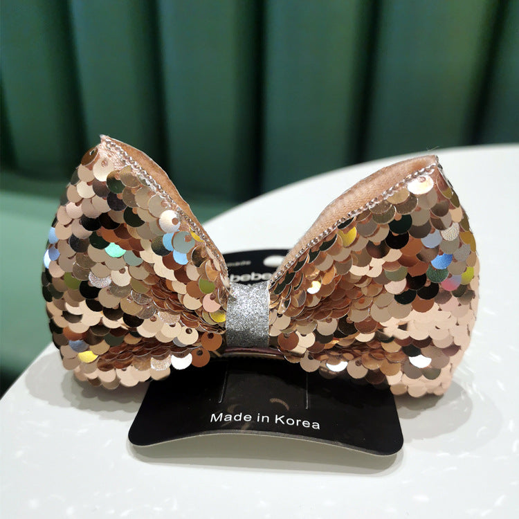 Sequins Three-Dimensional Bow Edge Clip Hairpin