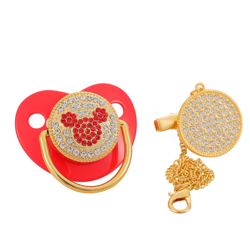 Luxury Rhinestone  Baby Pacifier With Clip