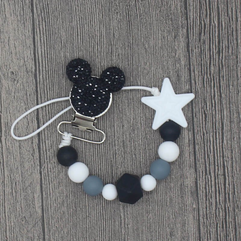 Silicone Round Beads and Star Beads Pacifier Clip Chain