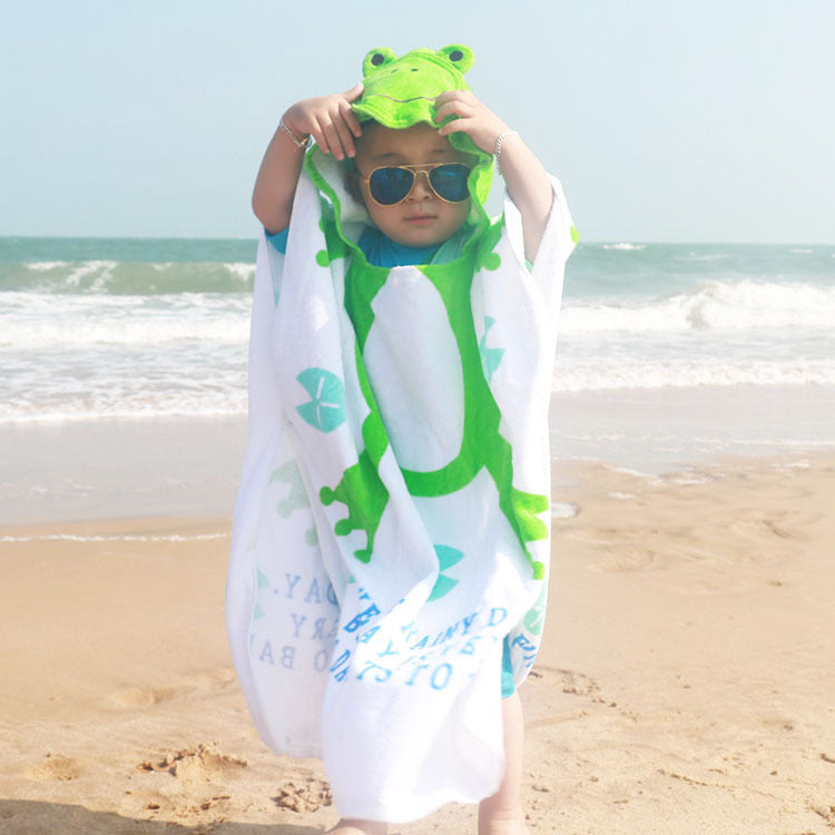 Cartoon Cotton Towel  Hooded Can Wear Bath Towel