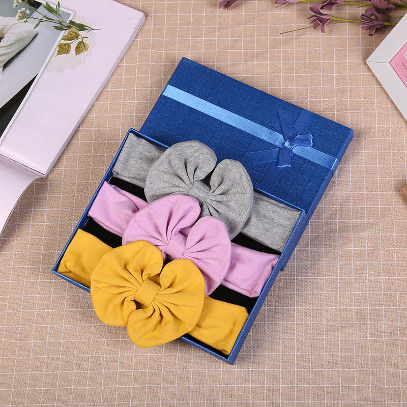 3 Pcs/Set Printed Baby Elastic Bows  Headband
