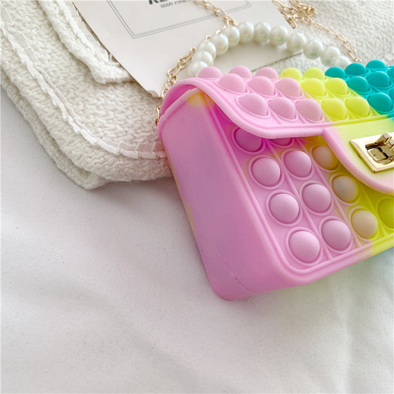 Pearl  Mini Chain Silicone Diagonal Bag