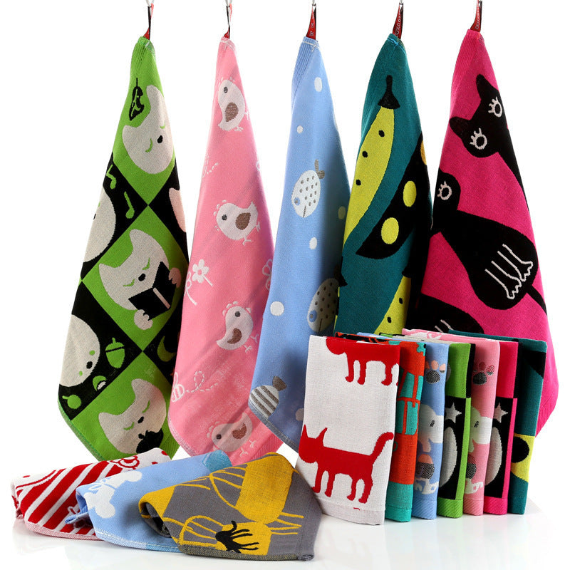 35*35 Baby Cartoon Gauze Towel with Hook