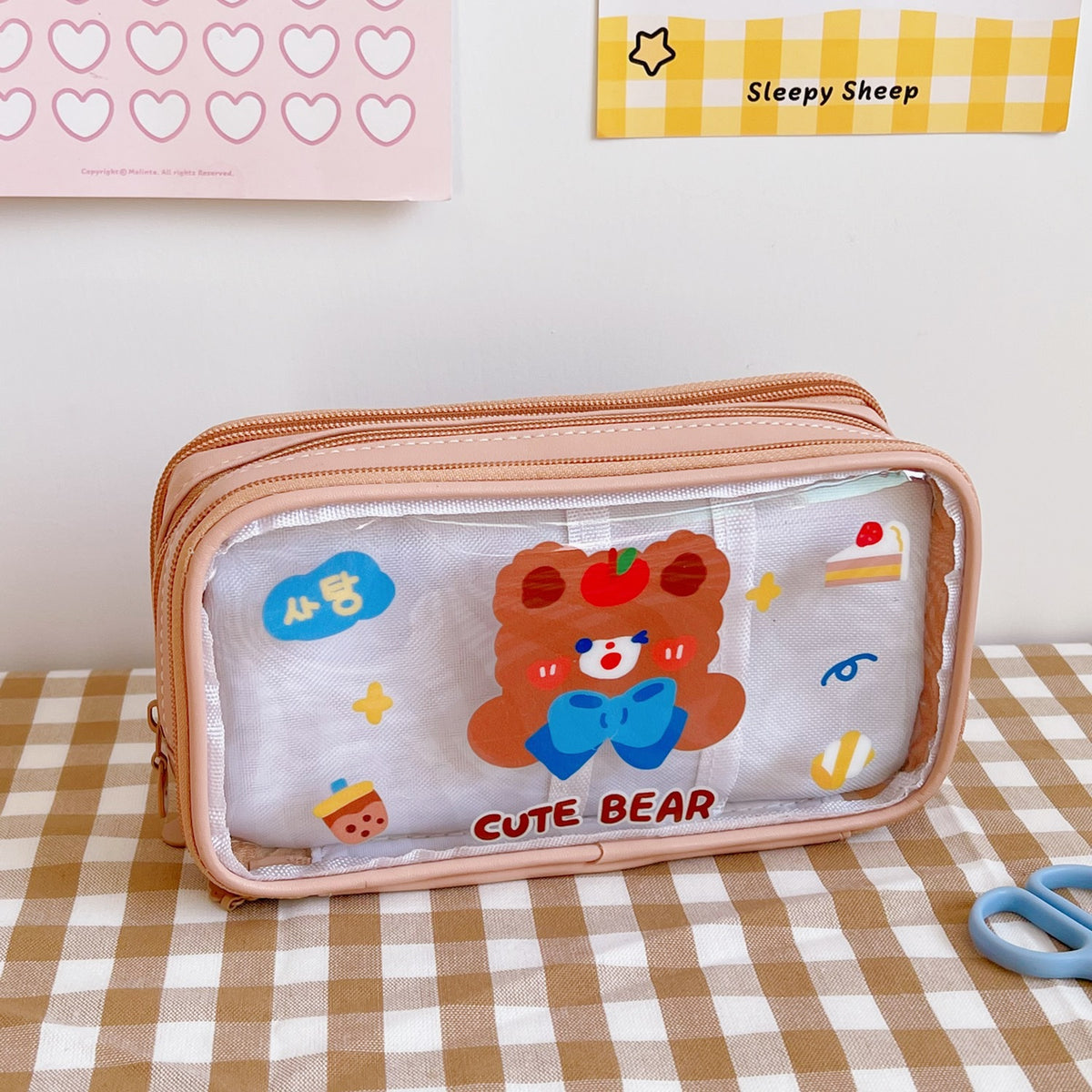 Transparent  Large Capacity Cute Cartoon Stationery Box