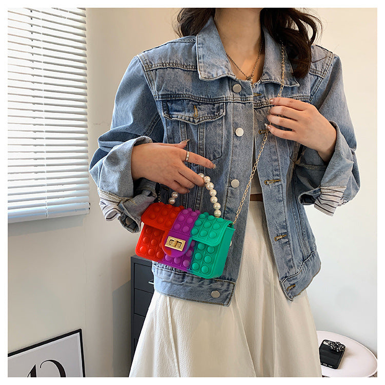 Pearl  Mini Chain Silicone Diagonal Bag