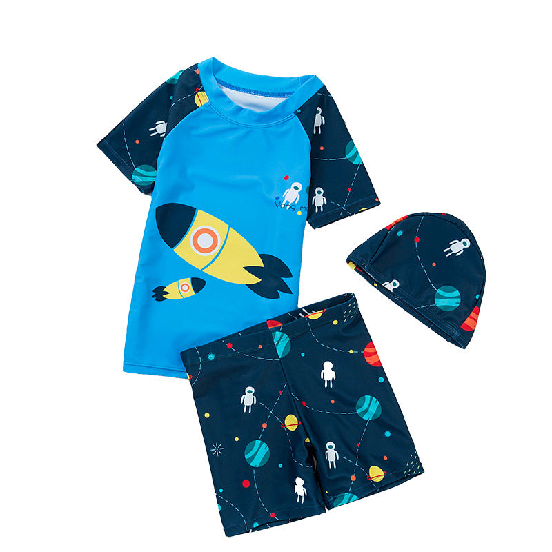 Three-Piece Boy Cartoon Swimming Set