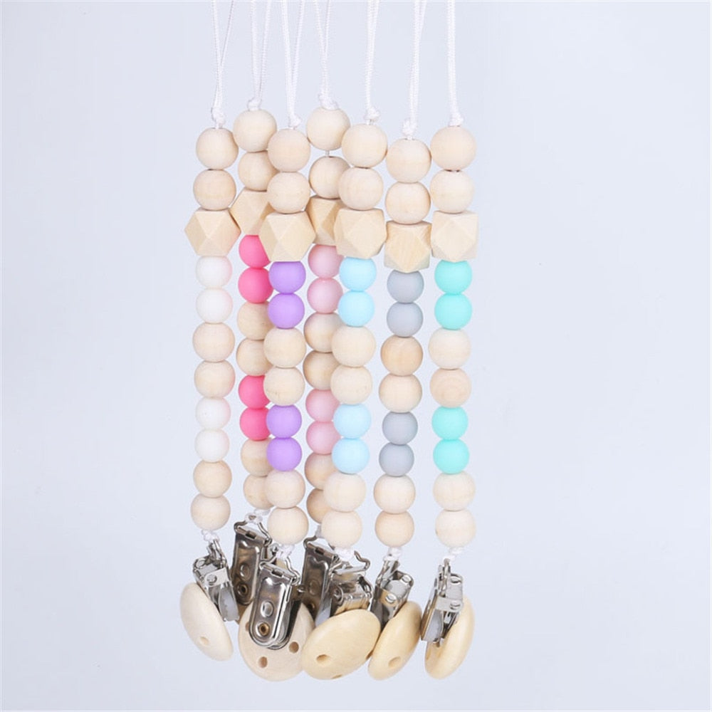 1 Pcs Wooden  Gift Pacifier Clip Chain Holder
