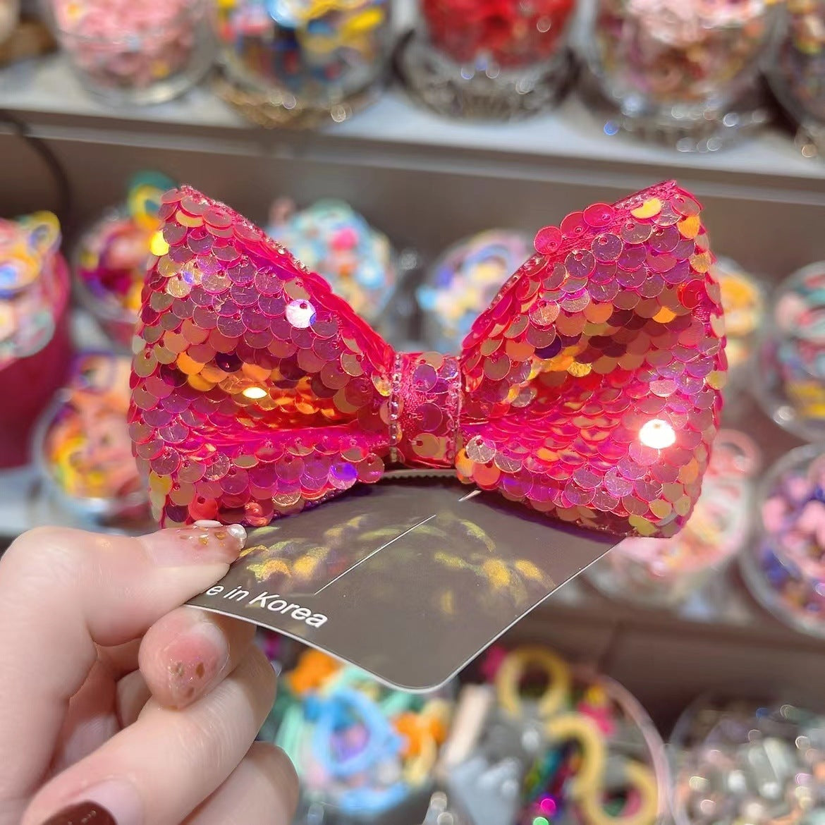 Sequins Three-Dimensional Bow Edge Clip Hairpin