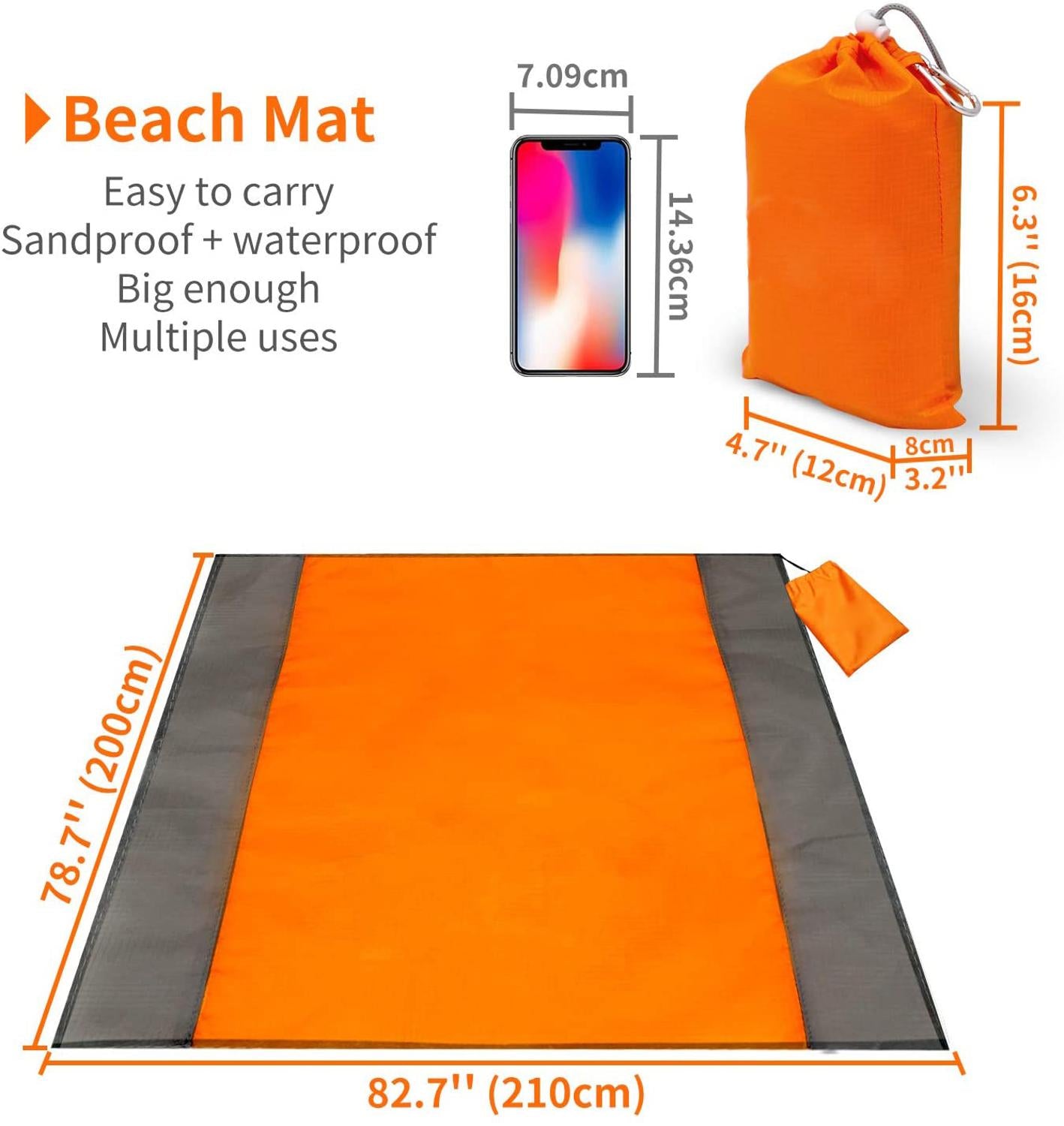 Extra Large 200 x 200cm Beach blanket Waterproof