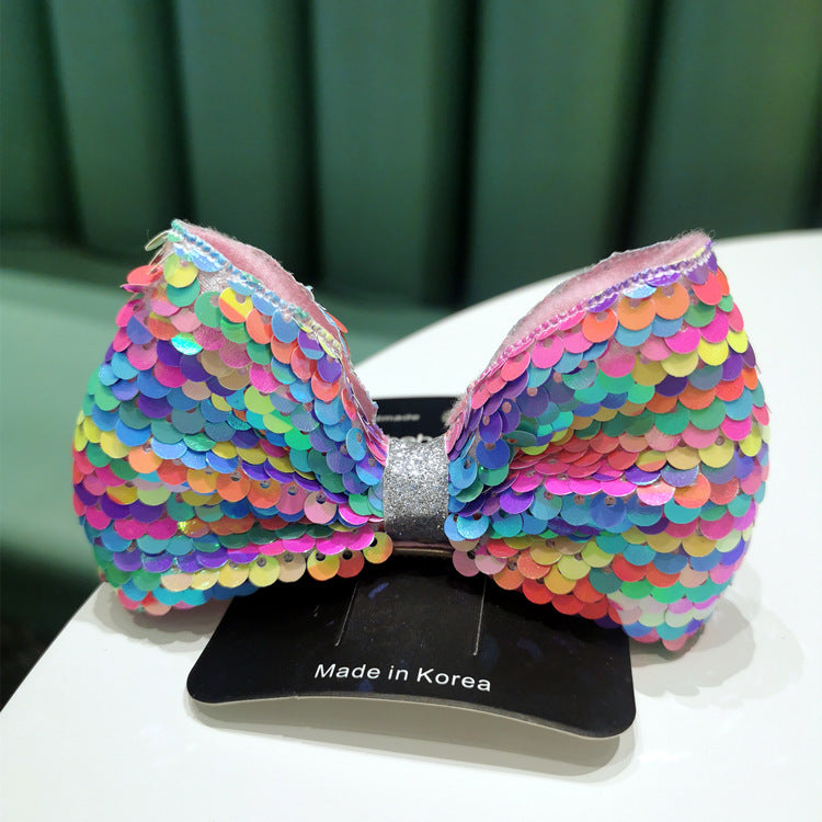 Sequins Three-Dimensional Bow Edge Clip Hairpin