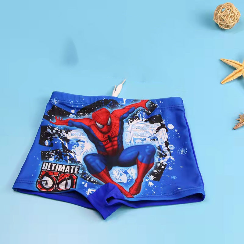 Cartoon Spider Man Swimming Trunks Lace-Up Pants