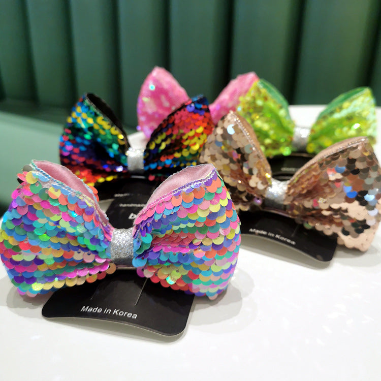 Sequins Three-Dimensional Bow Edge Clip Hairpin