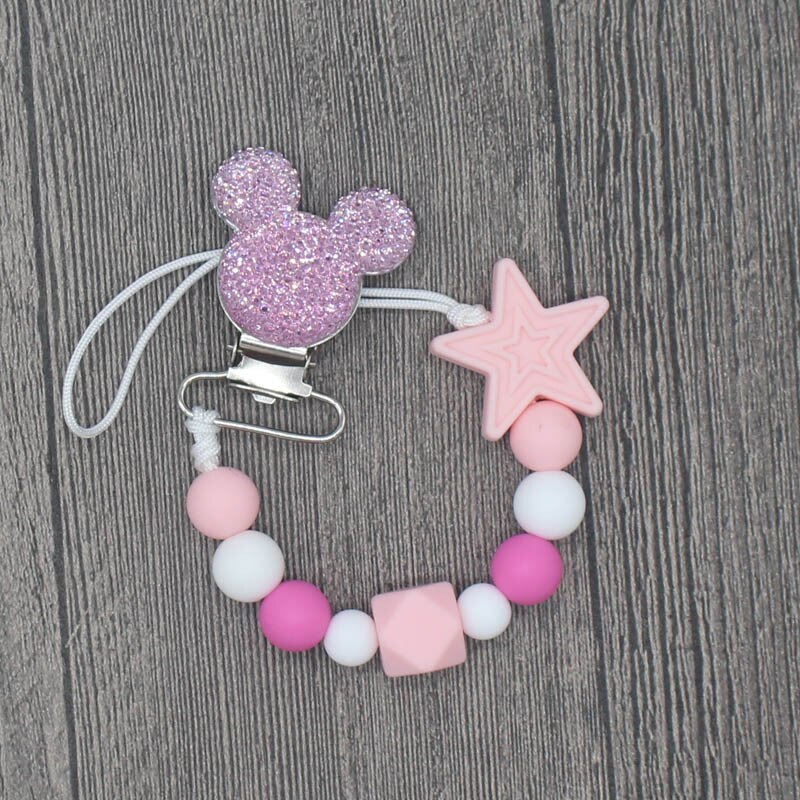 Silicone Round Beads and Star Beads Pacifier Clip Chain