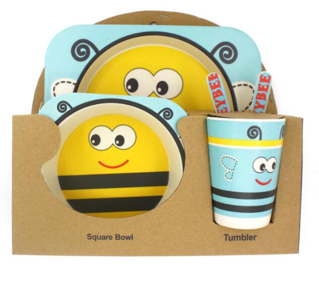 5pcs/set Children Baby Bamboo Fiber Tableware