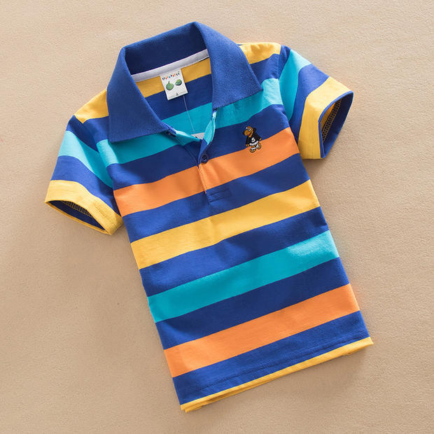 Short Sleeve Shirts Fashion Stripes Polo T-shirt