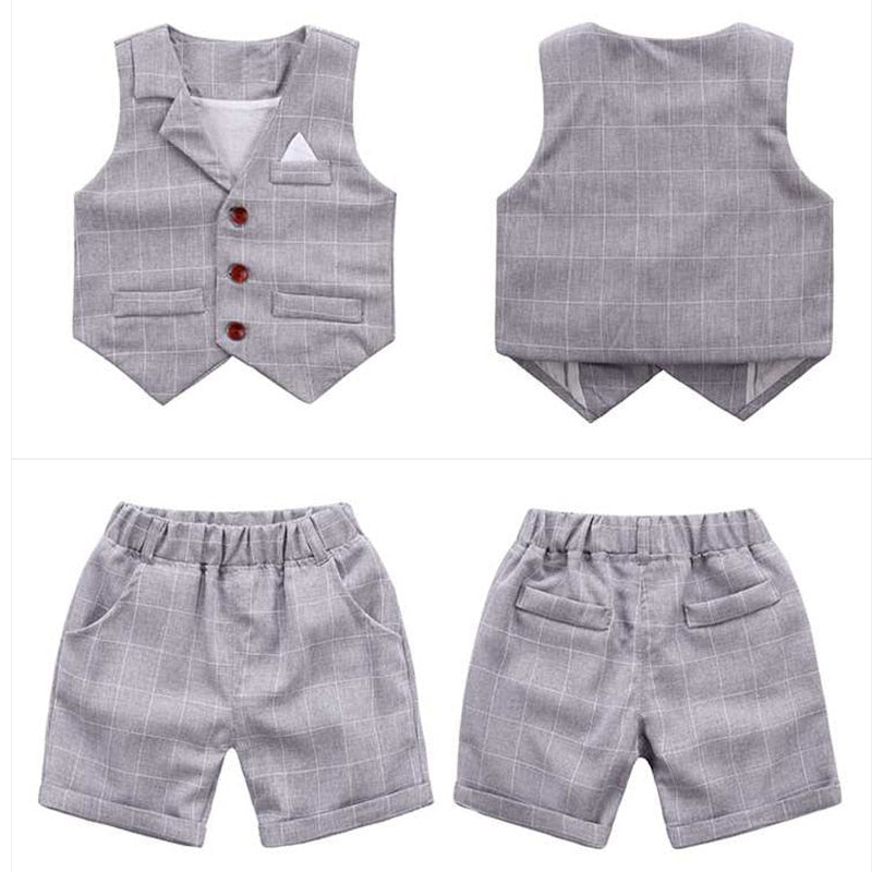 3Pcs Cotton Vest + Shirt + Shorts with Bow Set