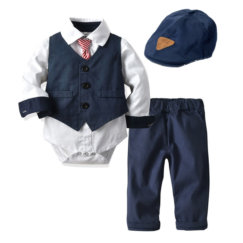 Baby Suits Romper + Vest + Hat