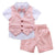 3Pcs Cotton Vest + Shirt + Shorts with Bow Set