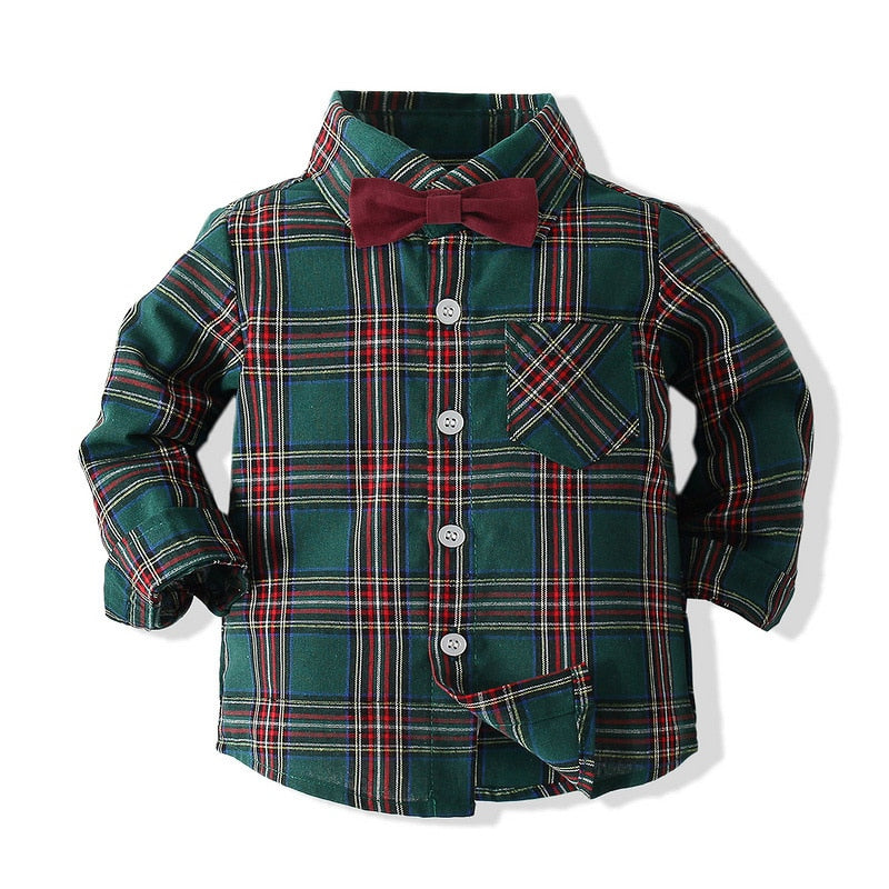Plaid Shirt Suspender Suit