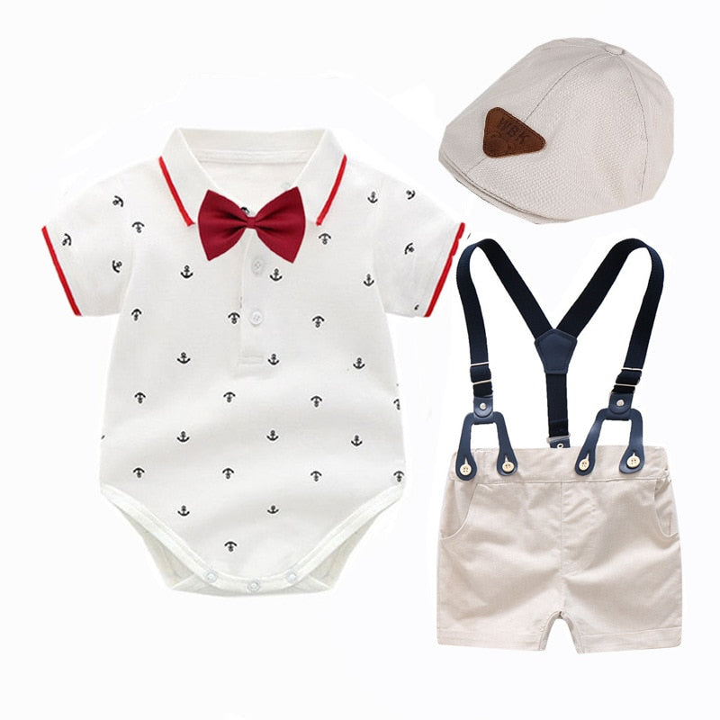 Bow Outfit Hat + Rompers + Shorts Set