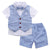 3Pcs Cotton Vest + Shirt + Shorts with Bow Set