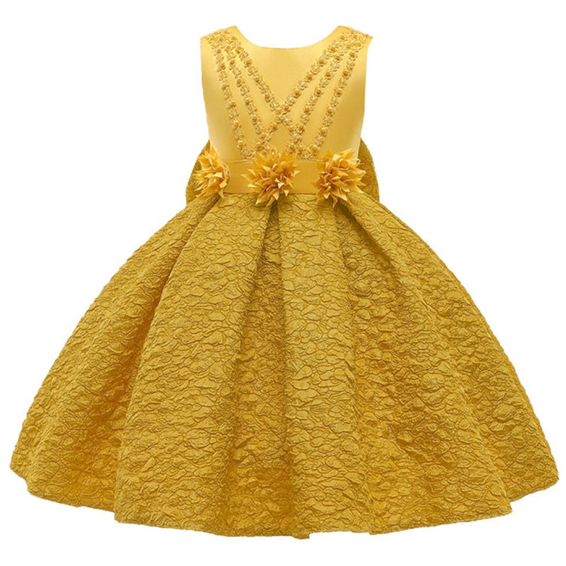 Princess Beads Bow Baby Girls Party Dress